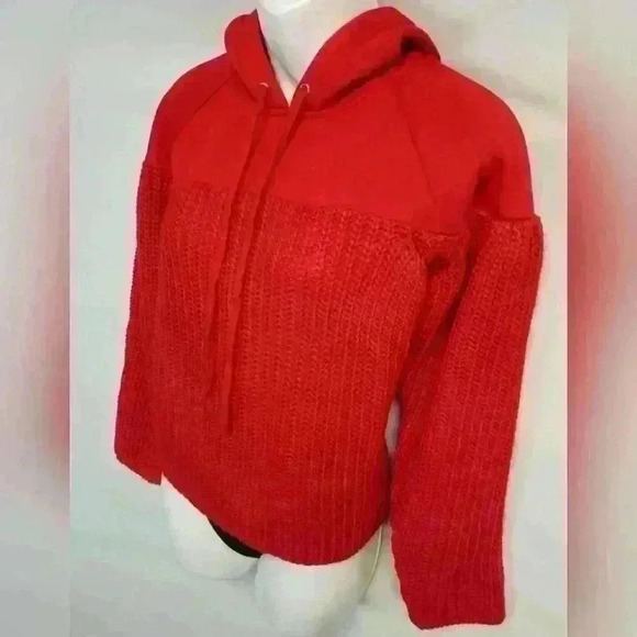 Women's ASOS Red Knit Sweat Hoodie LS Sz 0 - Picture 2 of 11